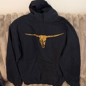Brooks Black Crewneck Sweatshirt with Gold Longhorn Graphic